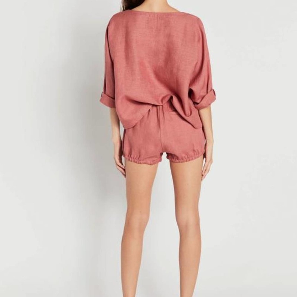 Suzie Kondi The Safari Linen Oversized Pink Top- Dessert Rose XS - Picture 10 of 11